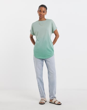Pure Cotton Longline Short Sleeve Curved Hem