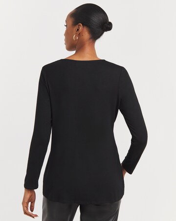 Black Front Keyhole Detail Long Sleeve Top