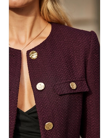 Sosandar Collarless Boucle Jacket