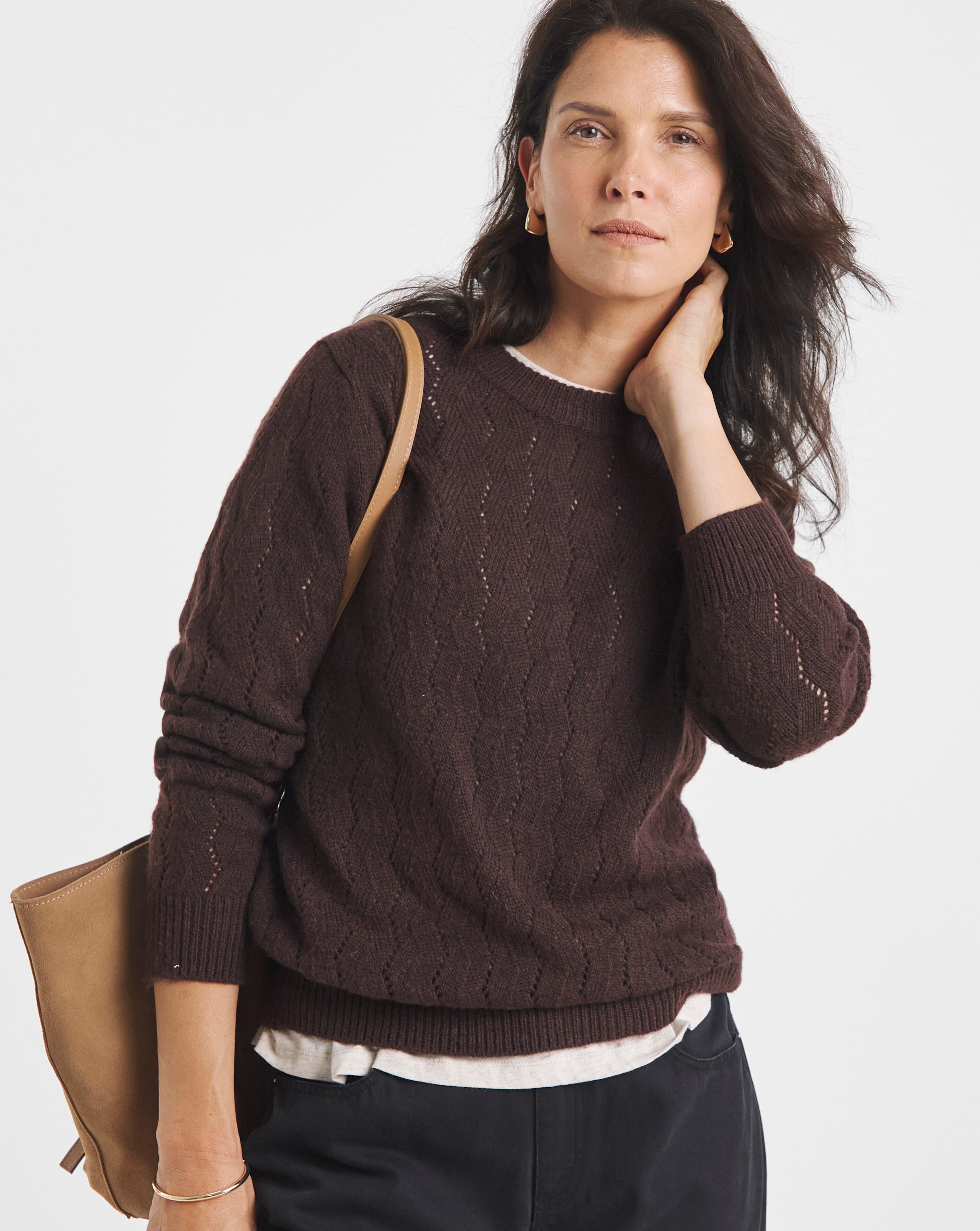 Re-luxe Brown Crew Neck Jumper