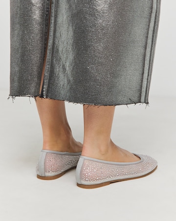 Luminous Embellished Mesh Ballet Flats - Wide Fit (E)