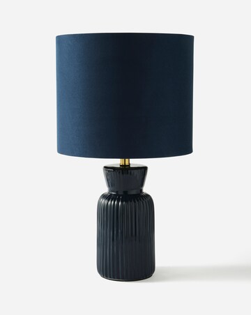 Ribbed Ceramic Table Lamp Blue