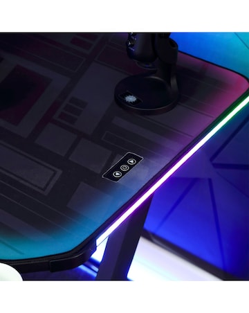 X Rocker Lumio XL Gaming Desk with LED Lighting - Carbon Black