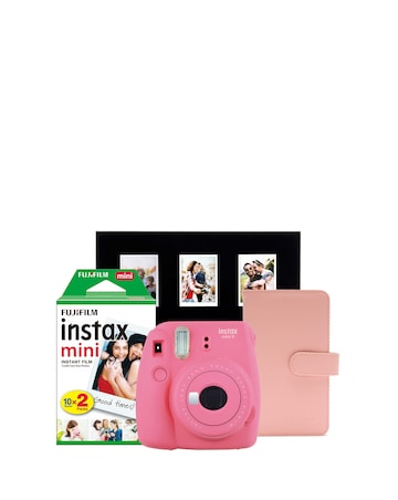 Fujifilm Instax Mini 9 Instant Camera with 20 Shot Film, Album & Frame - Pink