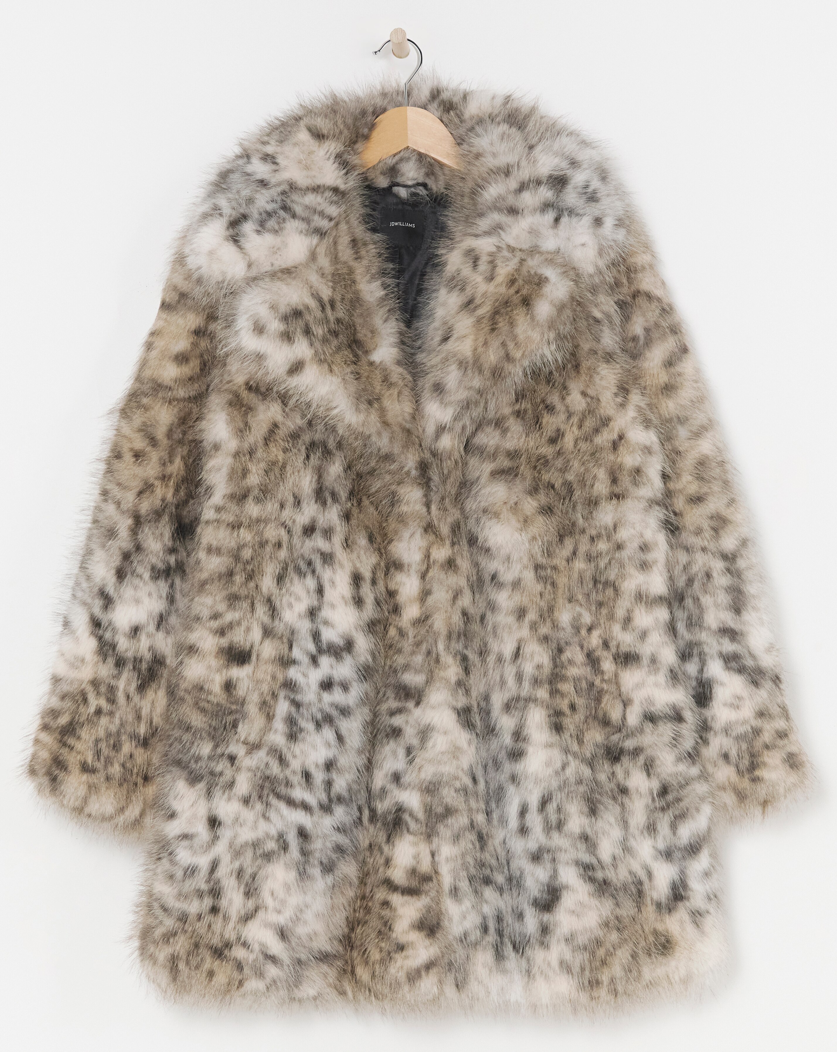 Cream Collarless Shaggy Faux Fur Coat | JD Williams
