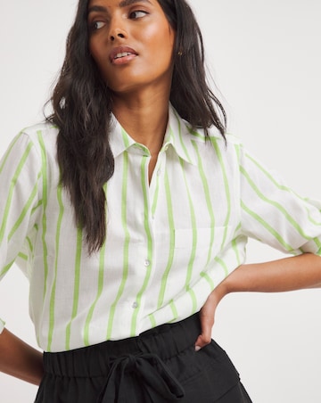 Green Stripe Linen Essential Shirt