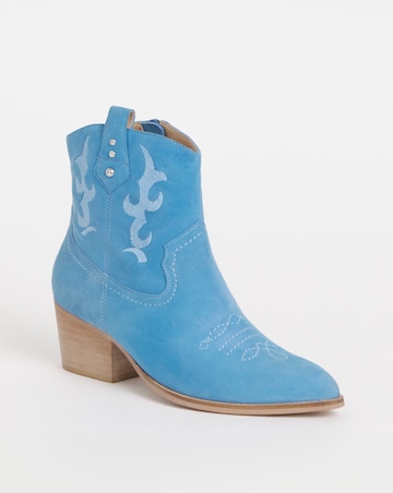 Joe Browns Blue Embroidered Suede Cowboy Boot -Extra Wide Fit (EEE)