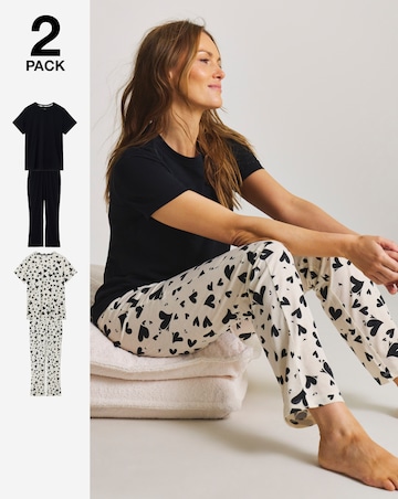 Pretty Secrets (2 Pack) Value Pyjama Sets Heart Print/Black