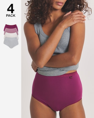 Slimma (4 Pack) Cotton Full Fit Knickers Grey Multi