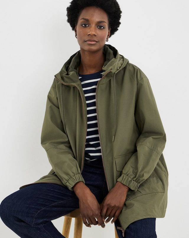 Khaki Short Shower Resistant Raincoat
