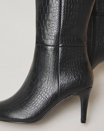 Heavenly Soles Ezra Knee High Heeled Boot Pointed Toe - Extra Wide Fit (EEE)