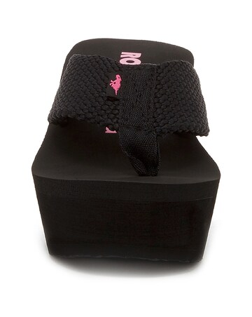 Rocket Dog Black Webbing Toe Post Wedge Sandals