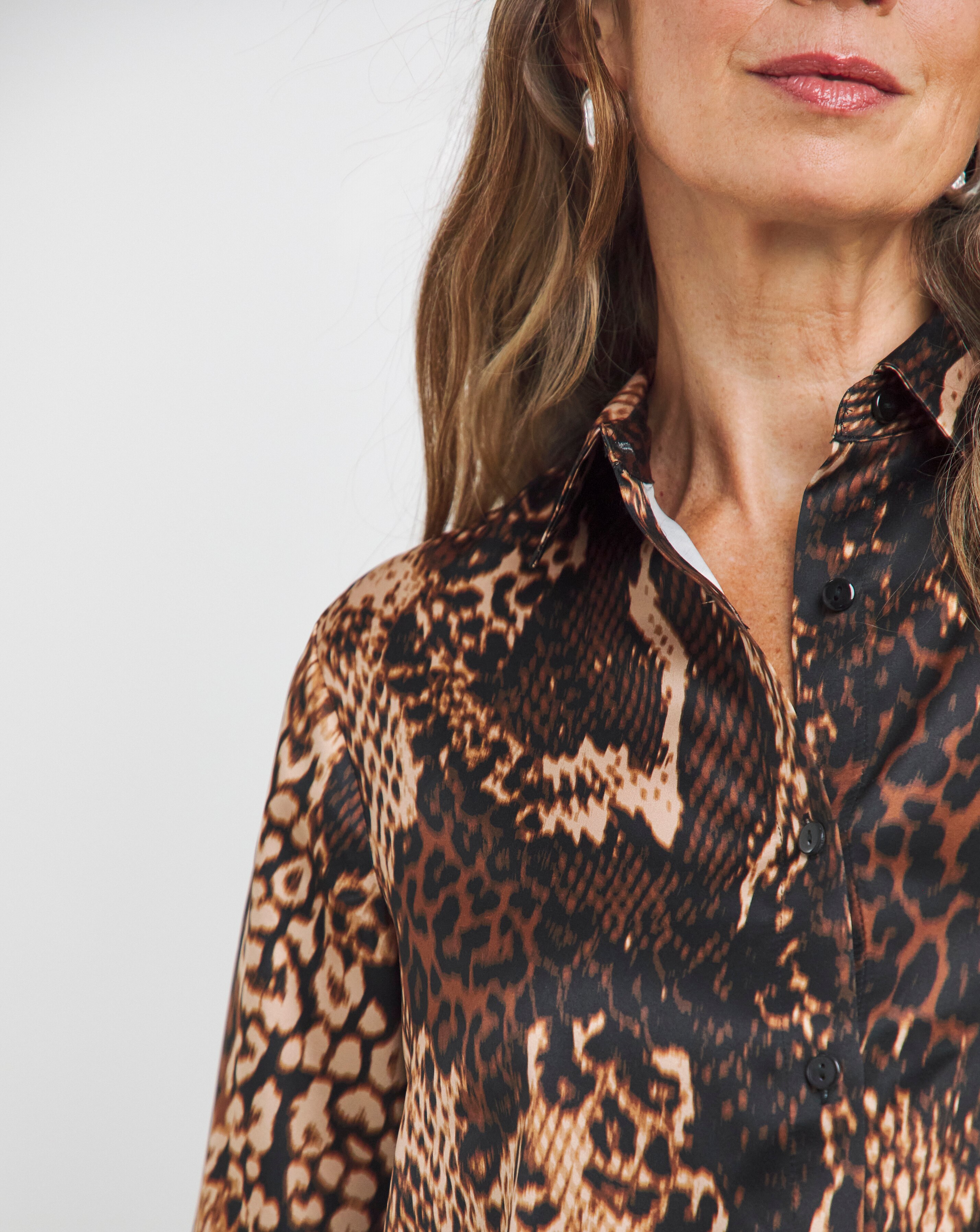 snake print satin blouse