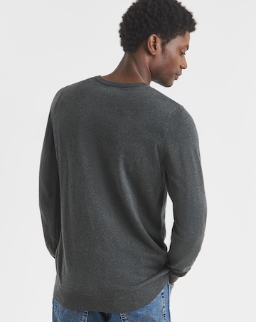 Cotton Knitted V Neck Jumper Long