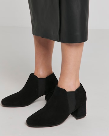 Heavenly Soles Colette Leather Mid Block Heel Shoe Boots - Wide Fit (E)