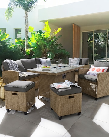 Amalfi Lounge Dining Set With Firepit
