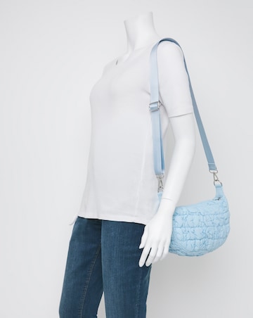Blue Nylon Popcorn Quilt Crossbody Bag
