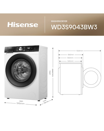 Hisense 3S Series WD3S9043BW3 WiFi-enabled 9kg Washer Dryer - White