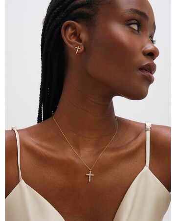 Jon Richard Gold Plated Cubic Zirconia Cross Set - Gift Box