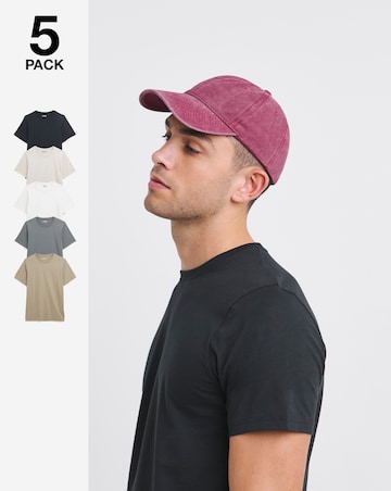 5 Pack Multi Crew T-Shirts Long Length