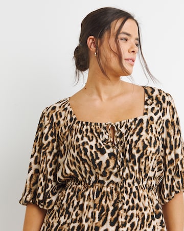 Simply Be Leopard Crinkle Goddess Midi Dress