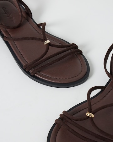 Toni Strappy Hardware Detail Flat Sandals - Wide Fit (E)