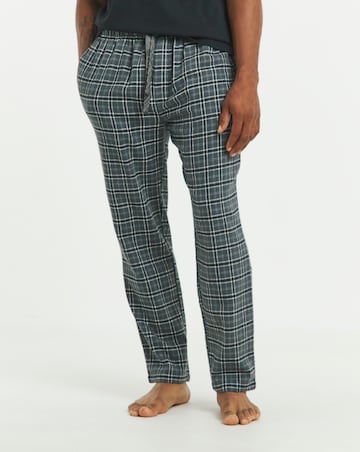 2 Pack Brushed Flannel Check Pyjama Bottoms