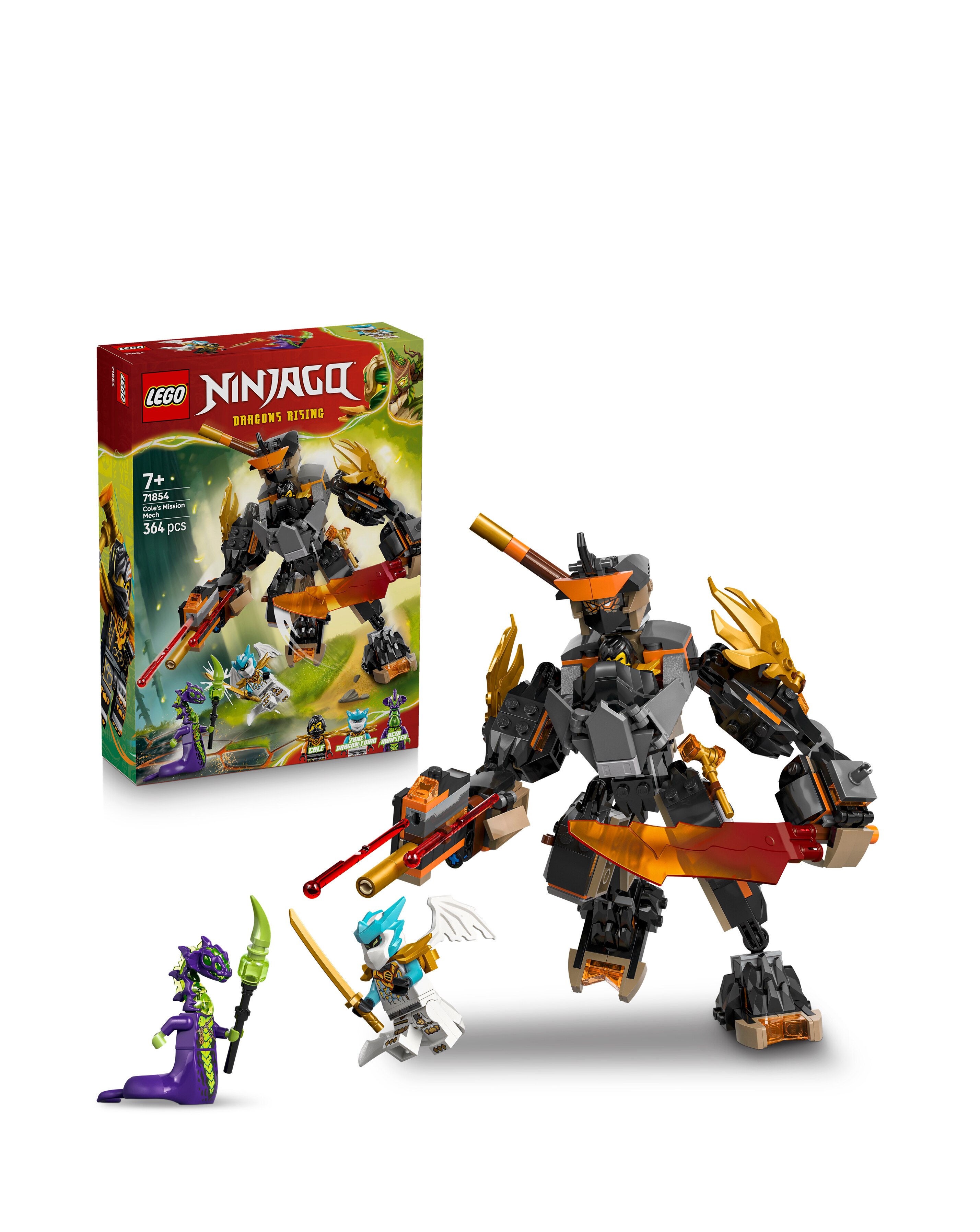 LEGO NINJAGO Cole's Mission Mech & Dragon Zane 71854