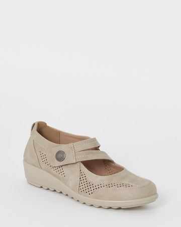 Cushion Walk Beige Mary Jane Comfort Flats - Extra Wide Fit (EEE)