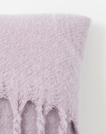 Faux Mohair Fringed Cushion - Lilac
