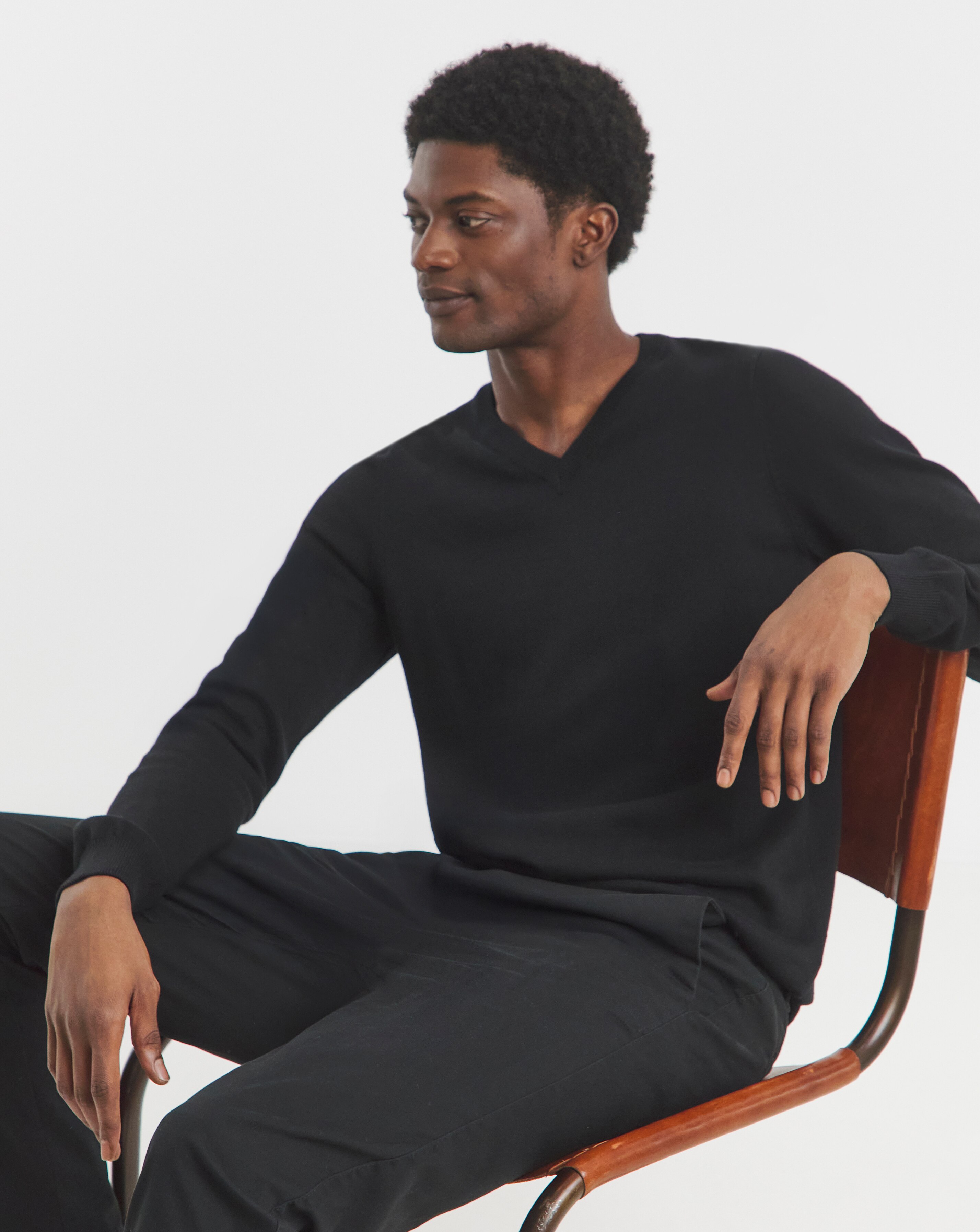 Cotton Knitted V Neck Jumper Long