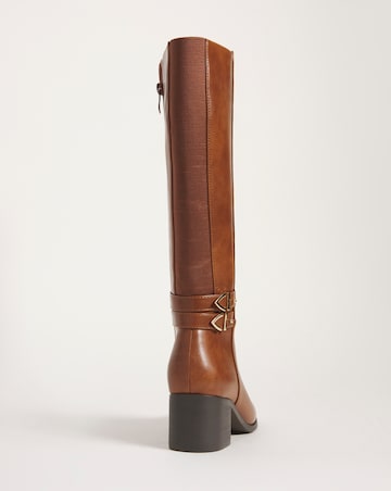 Cushion Walk Block Heel Knee High Boot Wide E Fit Standard Calf