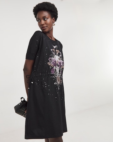 Religion Skull Graphic Tie Waist Sequin Dress