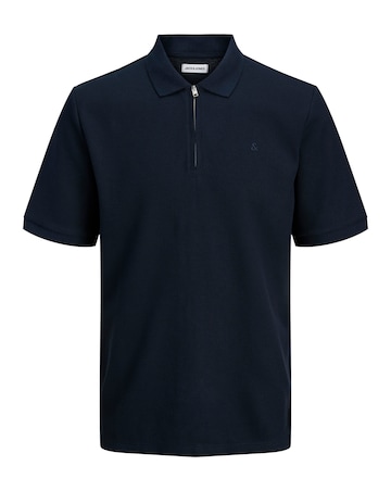 Jack & Jones Austin 1/4 Zip Waffle Polo - Navy