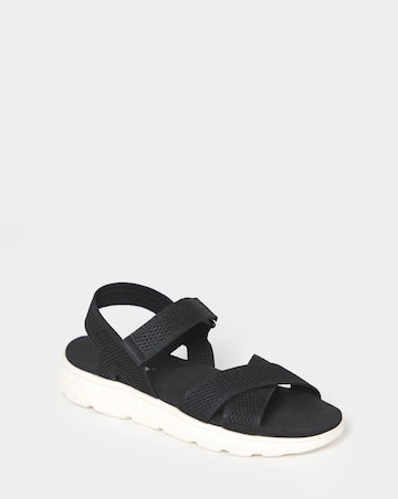 Cushion Walk Black Knit Strappy Sandals - Wide Fit (E)