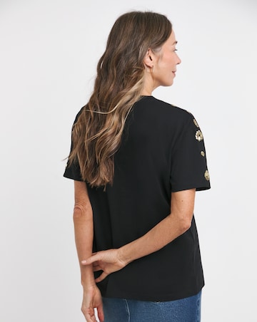 Black Animal Sequin Crew Neck T-Shirt