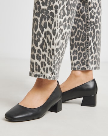 Heavenly Soles Catherine Low Block Heel Court Shoes - Wide Fit (E)