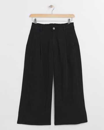 Simply Be Black Crop Wide Leg Jeans with Tencel TM Lyocell