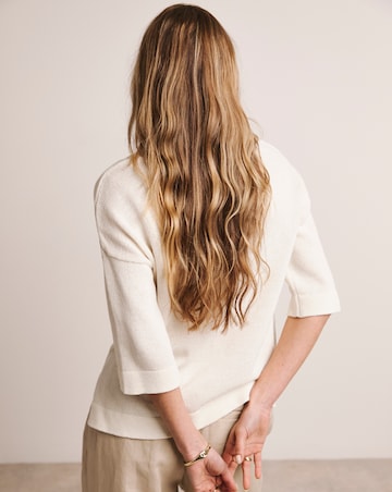 Anthology Ivory Linen Mix Short Sleeve Jumper