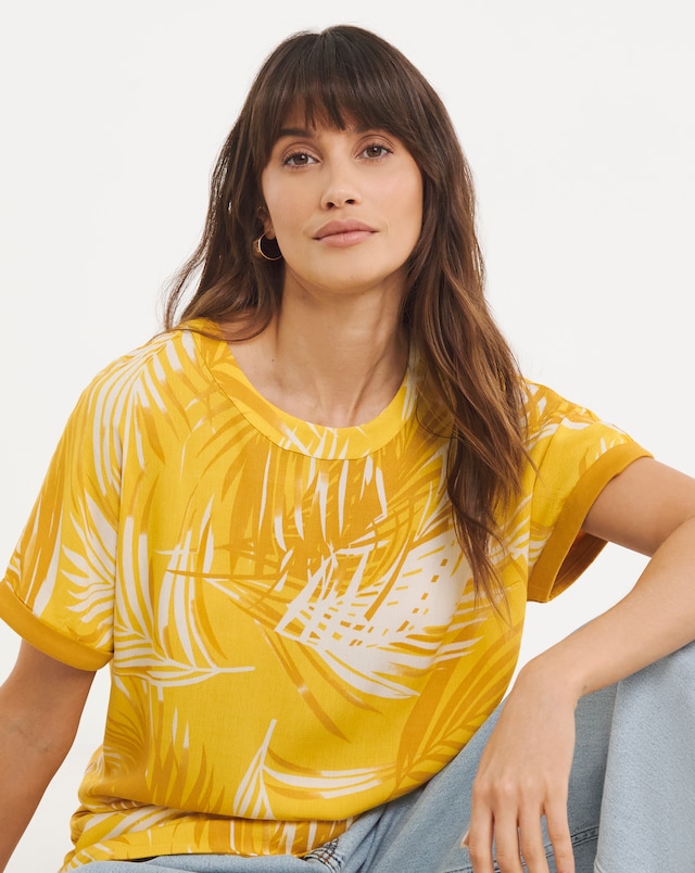 Pure Cotton Woven Front Curved Hem Longline Top