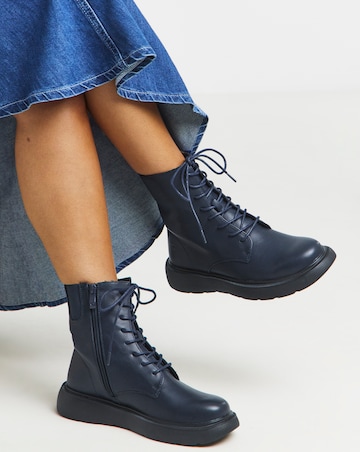 Heavenly Feet Fern Lace Up Chunky Boot Wide Fit