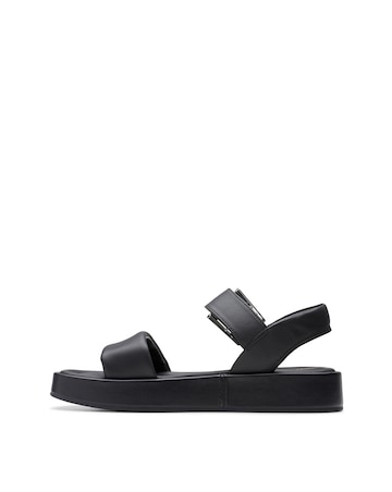 Clarks Black Alda Strap Leather Sandal -Wide Fit (E)