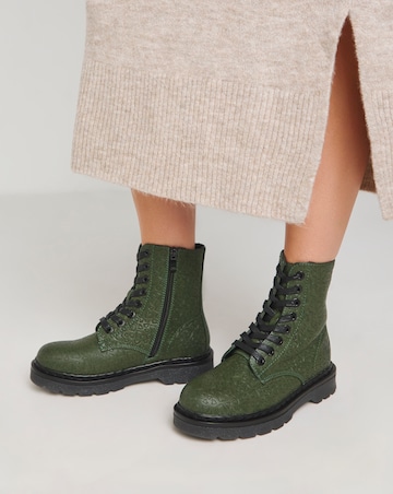 Heavenly Feet Justina Lace Up Chunky Boot Extra Wide EEE Fit