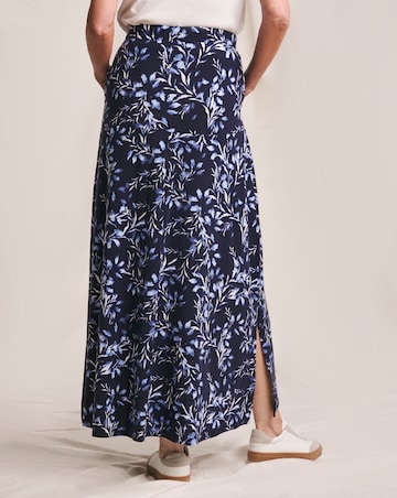 Julipa Blue Printed Jersey Midi Skirt