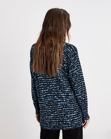 Blue Print V Neck Slouch Tunic