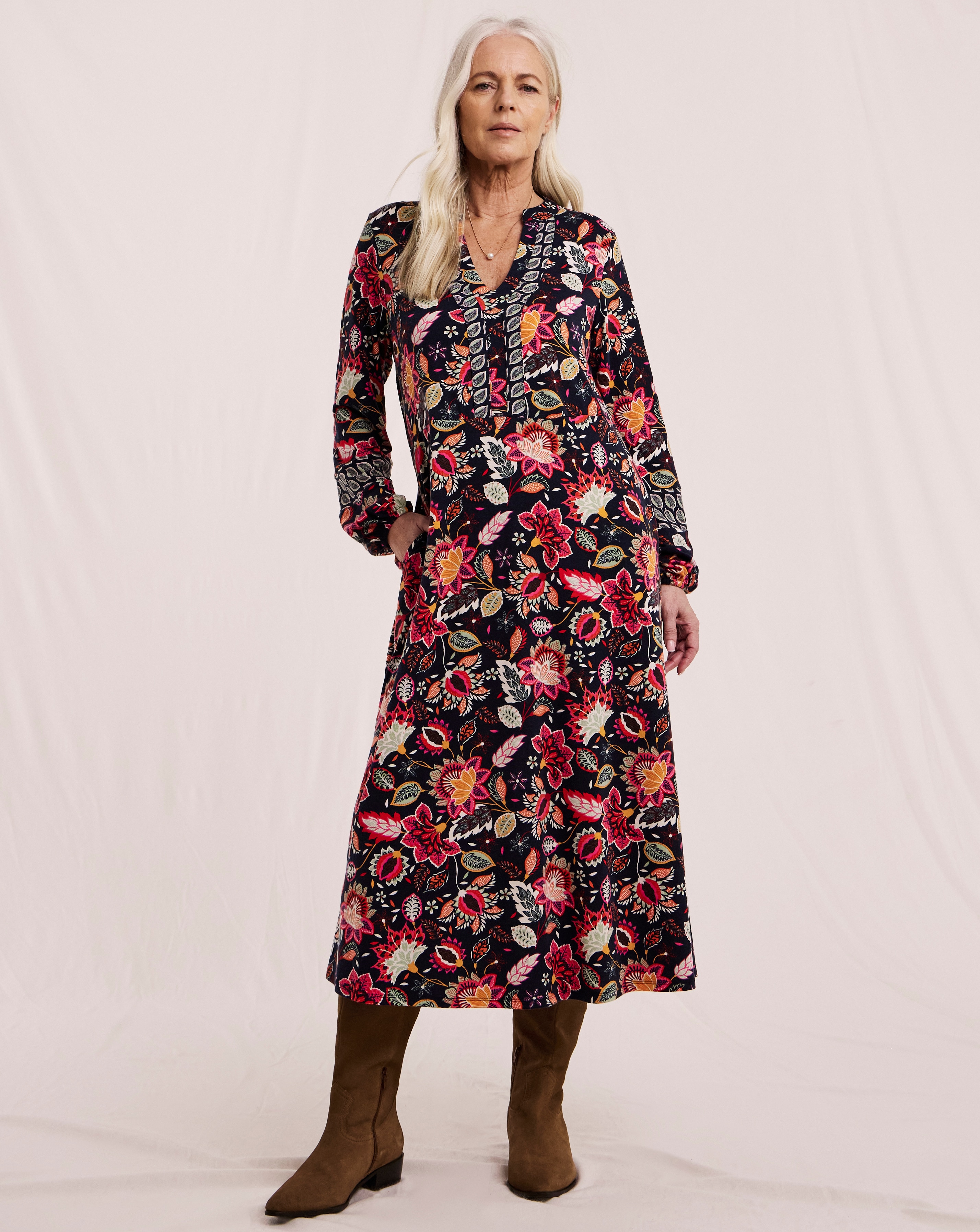 Julipa Contrast Print Jersey Midi Dress