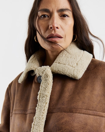 Tan Maxi Shearling Coat