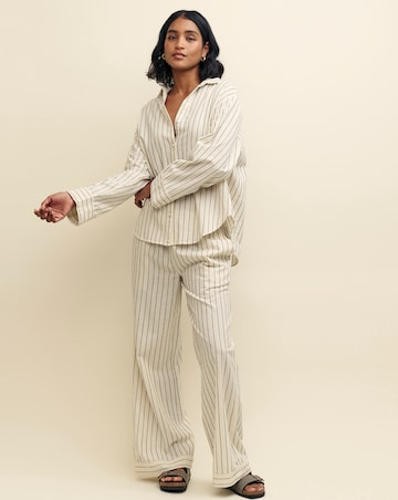 Nobody's Child Cream Pinstripe Wide Leg Trousers