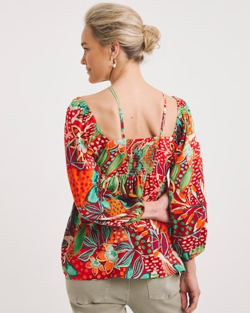 Multi Print Strap Detail Top