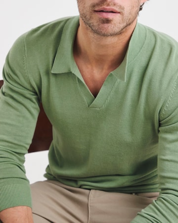 Green Knitted Trophy Neck Polo